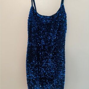 Blue Sequin Mini Dress - M